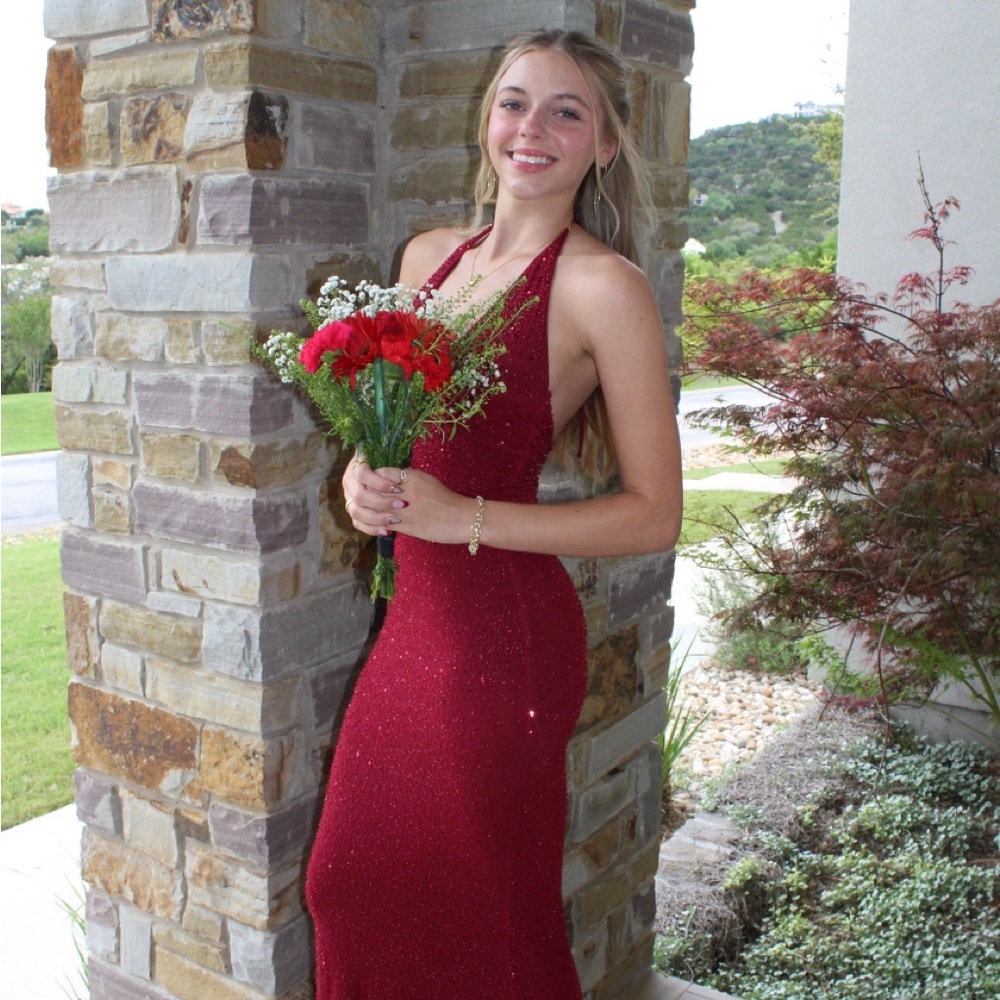 Elegant Red Halter Dress